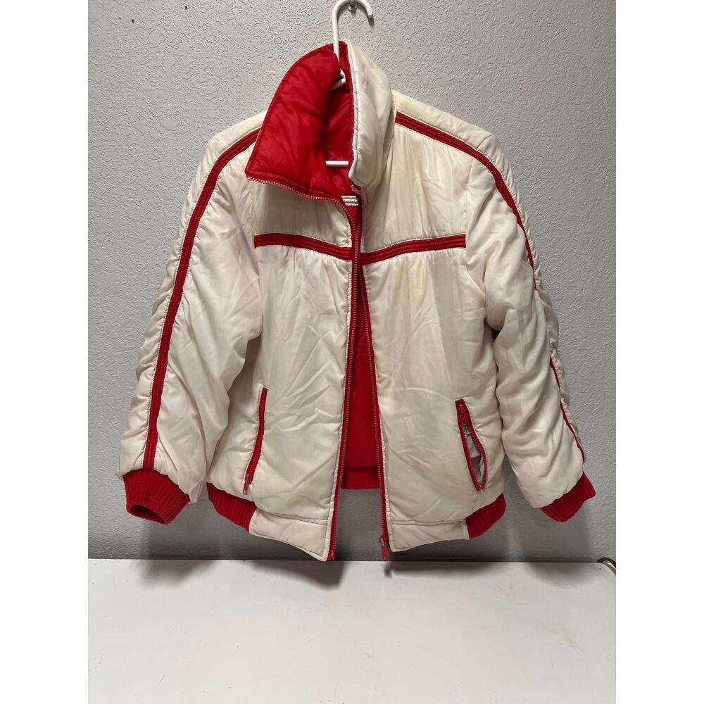 Vintage Reversible red and white Korea nylon puffer jacket Large